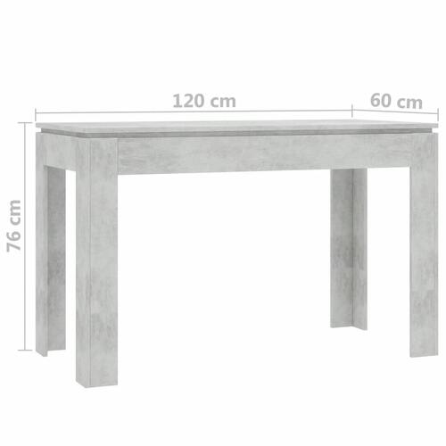 Spisebord 120 x 60 x 76 cm spånplade betongrå