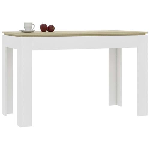 Spisebord 120 x 60 x 76 cm spånplade hvid og sonoma-eg