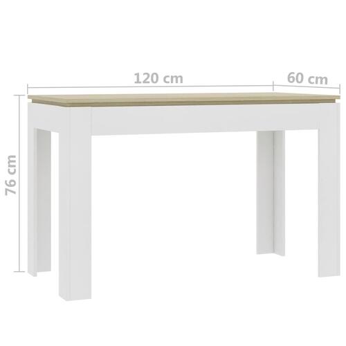 Spisebord 120 x 60 x 76 cm spånplade hvid og sonoma-eg