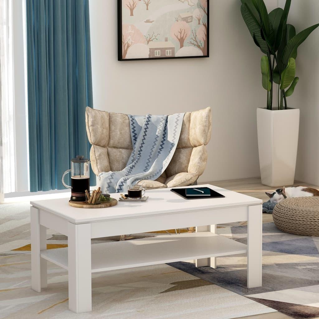 Sofabord 110x60x47 cm konstrueret træ hvid