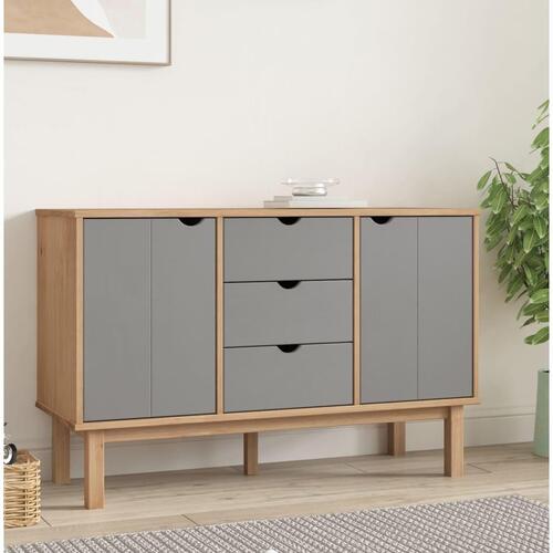 Skænk OTTA 113,5x43x73 cm massivt fyrretræ brun og grå