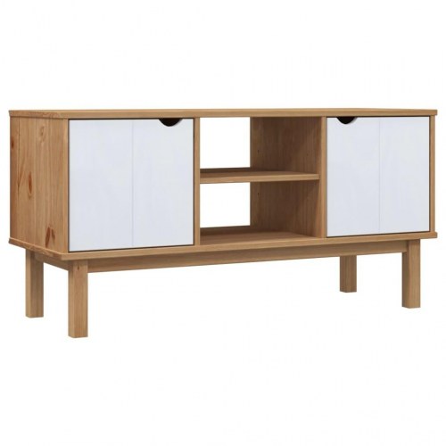 Tv-skab OTTA 113,5x43x57 cm massivt fyrretræ brun og hvid