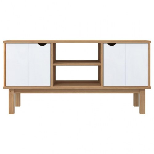 Tv-skab OTTA 113,5x43x57 cm massivt fyrretræ brun og hvid