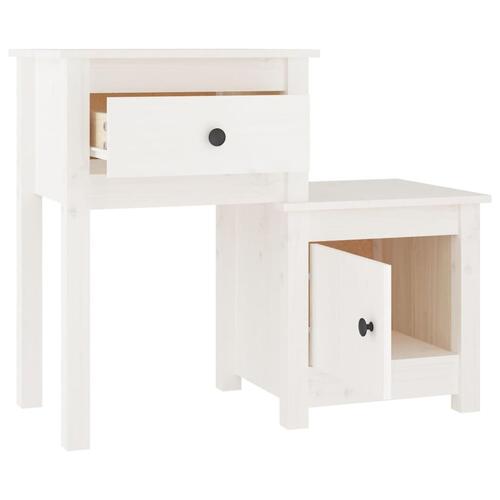 Sengeborde 2 stk. 79,5x38x65,5 cm massivt fyrretræ hvid