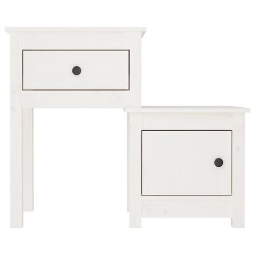 Sengeborde 2 stk. 79,5x38x65,5 cm massivt fyrretræ hvid