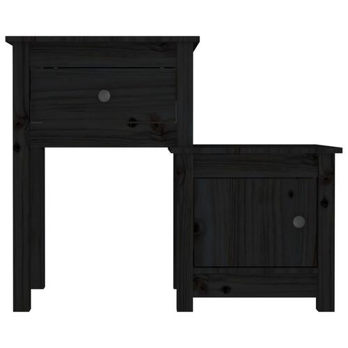 Sengebord 79,5x38x65,5 cm massivt fyrretræ sort