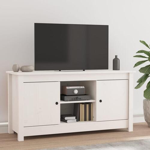 Tv-bord 103x36,5x52 cm massivt fyrretræ hvid
