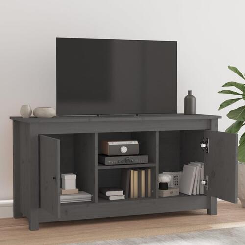 Tv-bord 103x36,5x52 cm massivt fyrretræ grå
