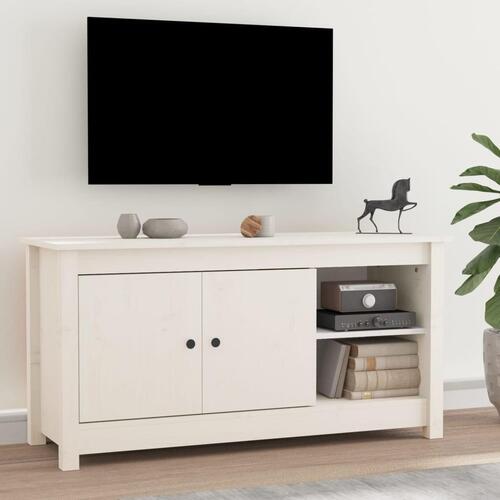 Tv-bord 103x36,5x52 cm massivt fyrretræ hvid
