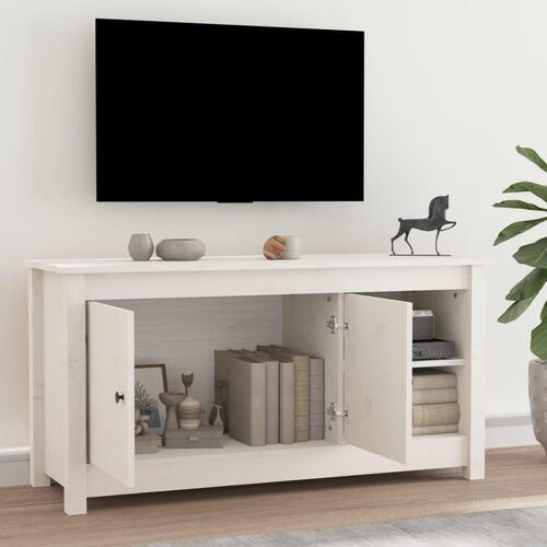 Tv-bord 103x36,5x52 cm massivt fyrretræ hvid