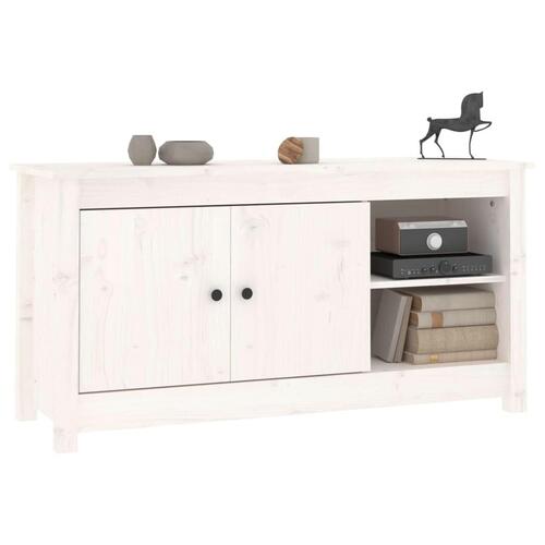 Tv-bord 103x36,5x52 cm massivt fyrretræ hvid