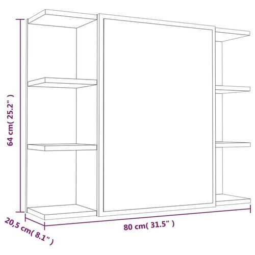 Skab med spejl 80x20,5x64 cm konstrueret træ grå sonoma-eg