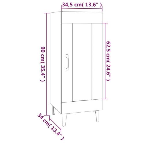 Skænk 34,5x34x90 cm konstrueret træ røget egetræsfarve