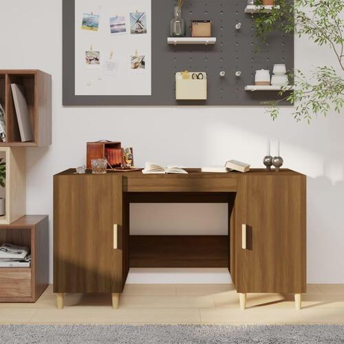 Skrivebord 140x50x75 cm konstrueret træ brun egetræsfarve