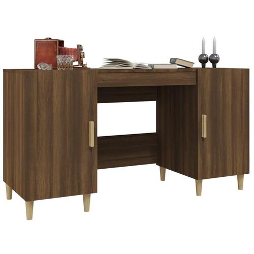 Skrivebord 140x50x75 cm konstrueret træ brun egetræsfarve