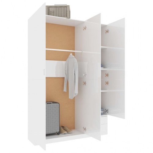 Klædeskab med 3 låger 120x50x180 cm spånplade hvid