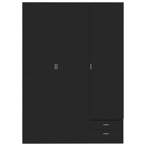 Klædeskab med 3 låger 120x50x180 cm spånplade sort højglans