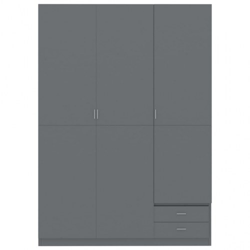 Klædeskab med 3 låger 120 x 50 x 180 cm spånplade grå højglans