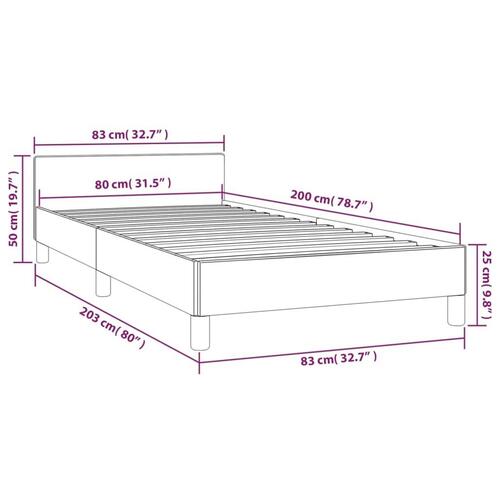 Sengeramme med sengegavl 80x200 cm kunstlæder grå