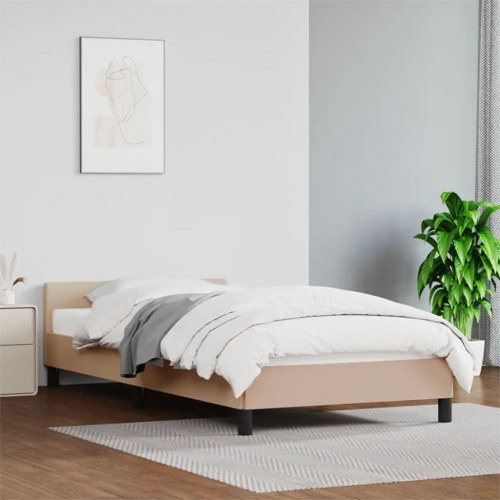 Sengeramme med hovedgærde i kunstlæder - cappuccino 80×200 cm