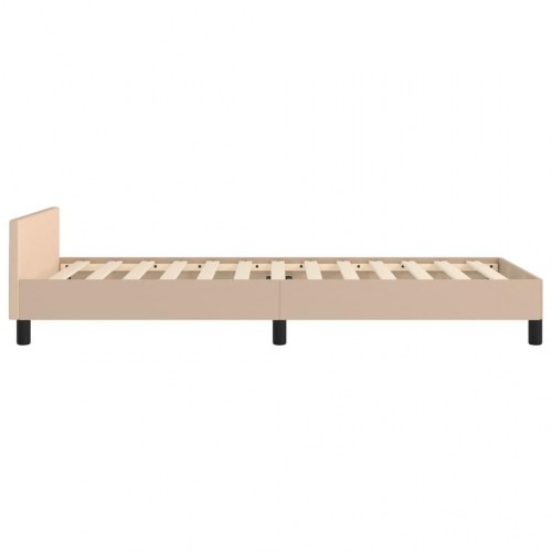 Sengeramme med hovedgærde i kunstlæder - cappuccino 80×200 cm