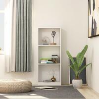 Bogreol med 3 hylder 40x24x109 cm konstrueret træ hvid