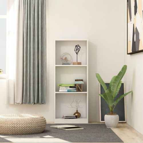 Bogreol med 3 hylder 40x24x109 cm konstrueret træ hvid