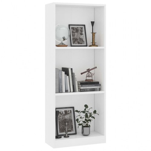 Bogreol med 3 hylder 40x24x109 cm konstrueret træ hvid