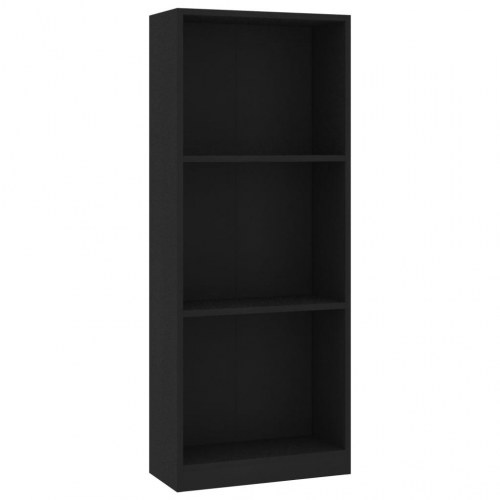 Bogreol med 3 hylder 40x24x109 cm konstrueret træ sort