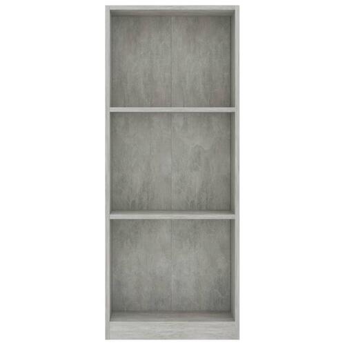 Bogreol med 3 hylder 40x24x109 cm konstrueret træ betongrå