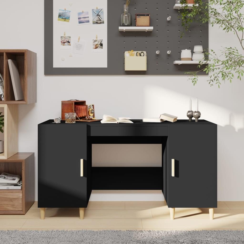Skrivebord 140x50x75 cm konstrueret træ sort
