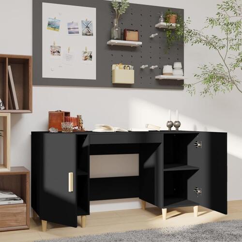 Skrivebord 140x50x75 cm konstrueret træ sort