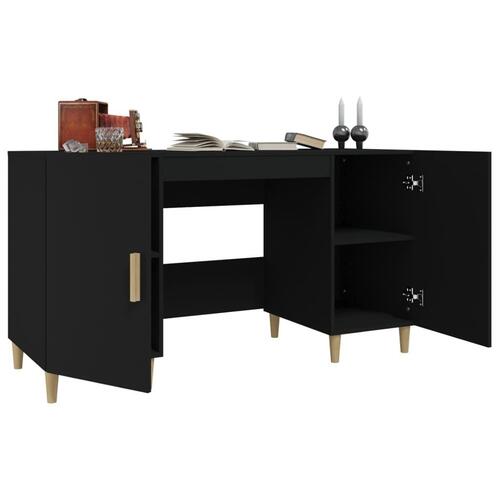 Skrivebord 140x50x75 cm konstrueret træ sort