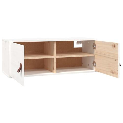 Vægskab 80x30x30 cm massivt fyrretræ hvid
