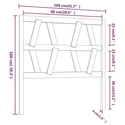 Sengegærde 106x4x100 cm massivt fyrretræ sort