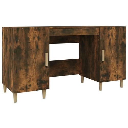 Skrivebord 140x50x75 cm konstrueret træ røget egetræsfarve