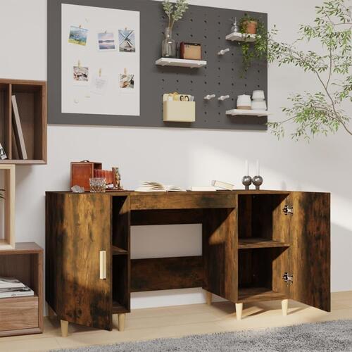 Skrivebord 140x50x75 cm konstrueret træ røget egetræsfarve