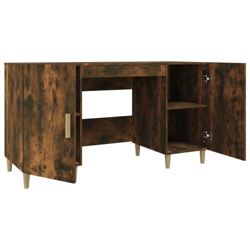 Skrivebord 140x50x75 cm konstrueret træ røget egetræsfarve