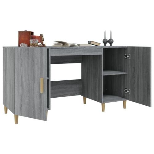 Skrivebord 140x50x75 cm konstrueret træ grå sonoma-eg