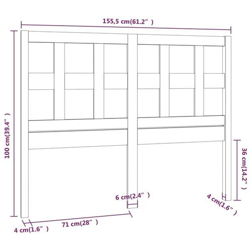 Sengegærde 155,5x4x100 cm massivt fyrretræ sort