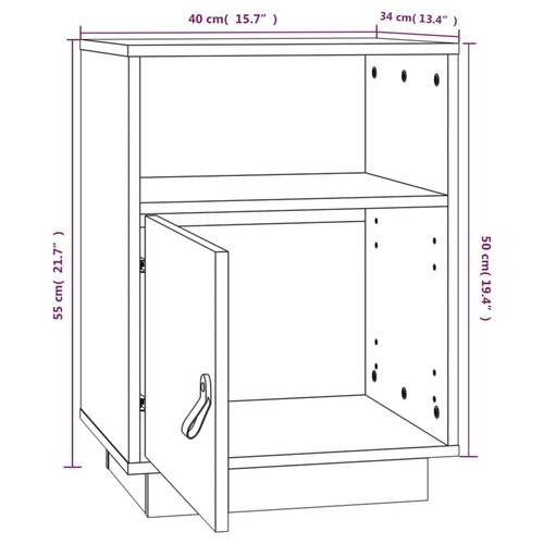 Sengebord 40x34x55 cm massivt fyrretræ grå