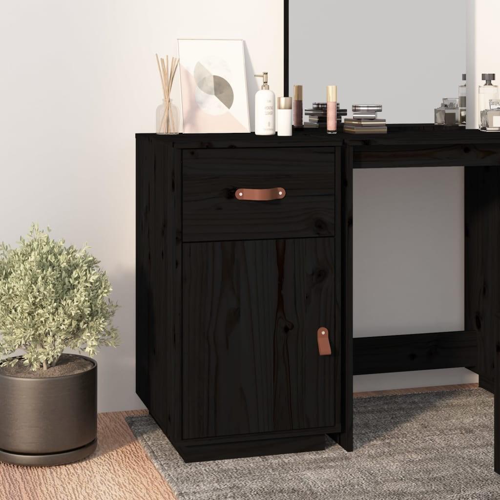 Skrivebordsskab 40x50x75 cm massivt fyrretræ sort