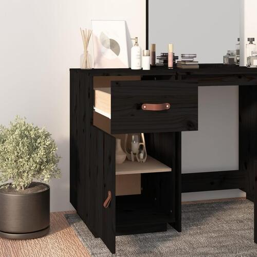 Skrivebordsskab 40x50x75 cm massivt fyrretræ sort