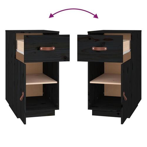 Skrivebordsskab 40x50x75 cm massivt fyrretræ sort