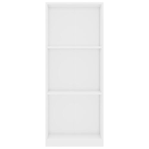 Bogreol med 3 hylder 40x24x109 cm konstrueret træ hvid højglans
