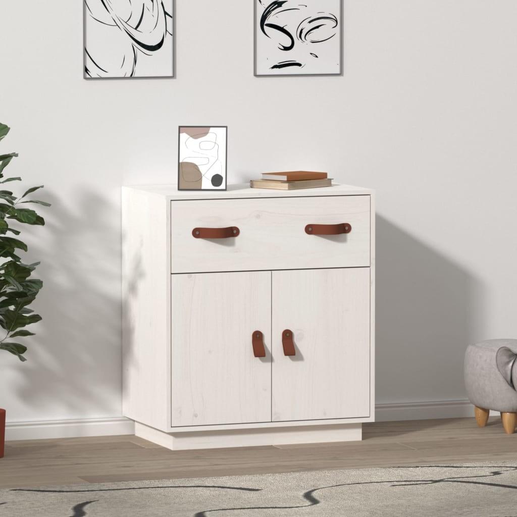 Skænk 65,5x40x75 cm massivt fyrretræ hvid