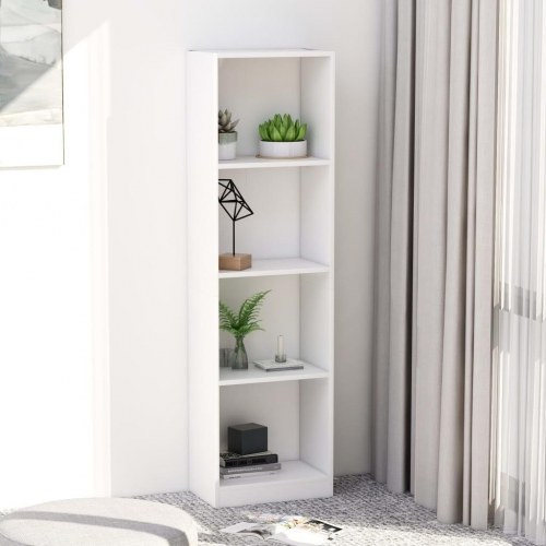 Bogreol med 4 hylder 40x24x142 cm konstrueret træ hvid