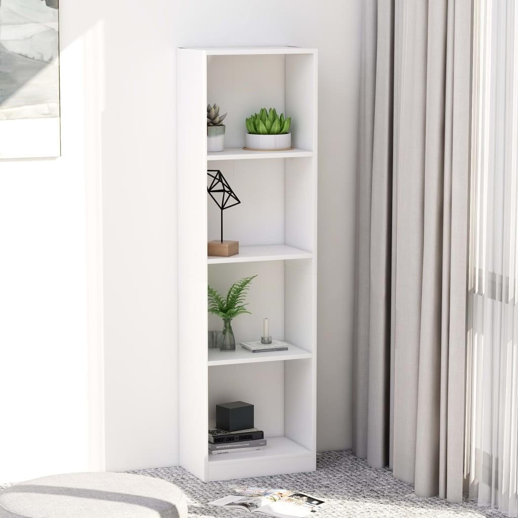 Bogreol med 4 hylder 40x24x142 cm konstrueret træ hvid