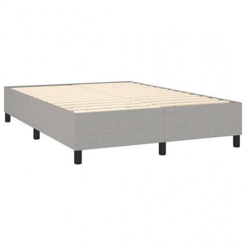 Boxspring sengeramme 140x200 cm - stof, lysegrå