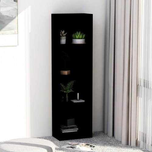 Bogreol 40x24x142 cm 4 hylder konstrueret træ sort